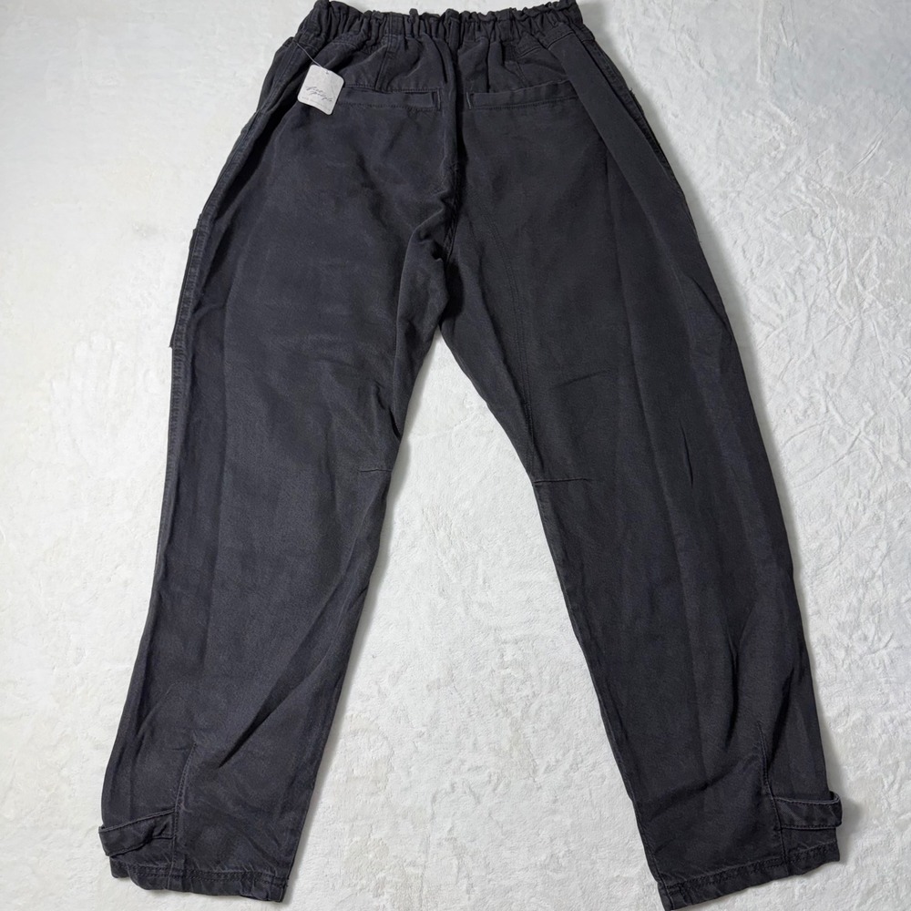 Free People Size M Hazel Pull On Drop Waist Jeans Smock Waist Black NWT $158 - Picture 2 of 9
